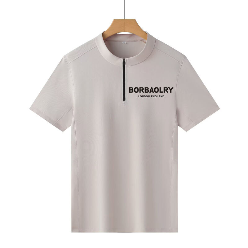 Men's Athletic Pullover Tops Quarter Zip Stand Collar Solid Sport Shirt Men's T-shirts Short Sleeve Lightweight Quick Dry Gym