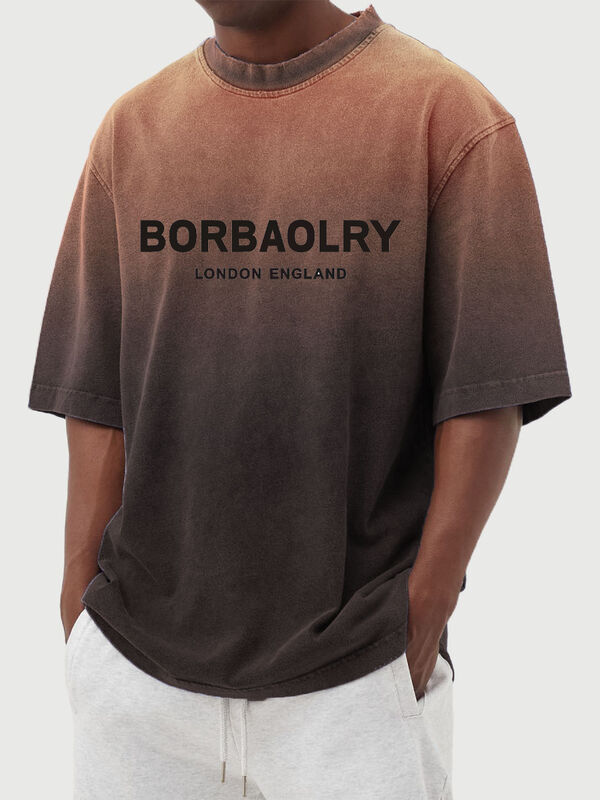 Personalized Street Men's Washed Gradient Short-sleeved T-shirt Casual Men's Tops Summer Clothing Wholesale