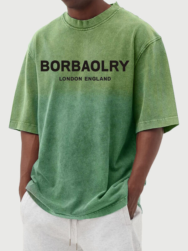 Personalized Street Men's Washed Gradient Short-sleeved T-shirt Casual Men's Tops Summer Clothing Wholesale