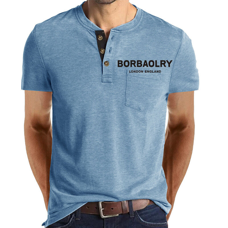 Hot Selling Short Sleeve T Shirts Causal t Shirt Cotton Customize Quick Dry 3 Button t Shirts for Men