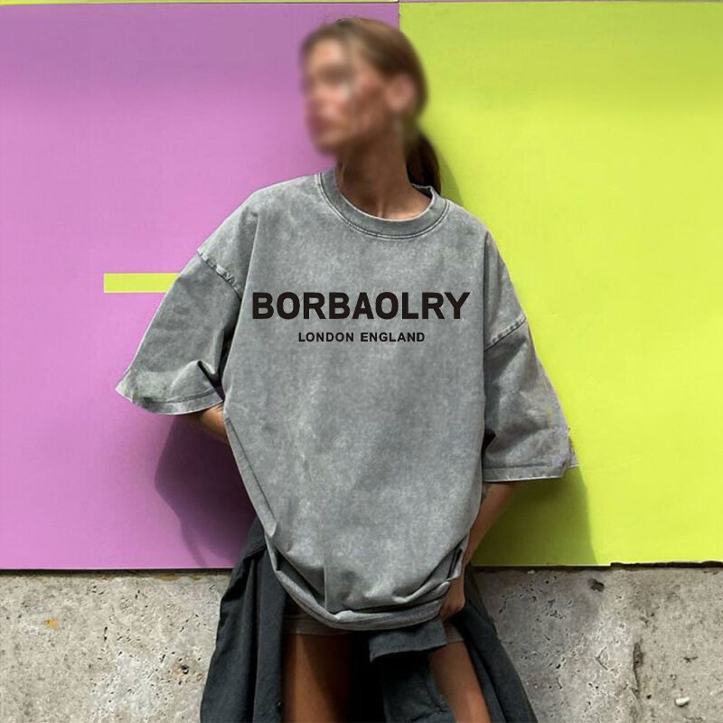 High Quality Cotton T-shirt Oversized Vintage Solid Color Washed T-shirt Heavyweight Vintage T-shirt