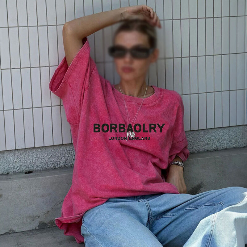 High Quality Cotton T-shirt Oversized Vintage Solid Color Washed T-shirt Heavyweight Vintage T-shirt