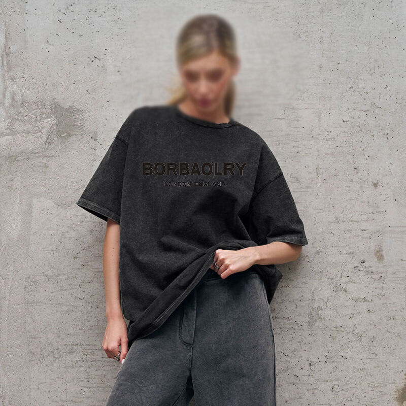High Quality Cotton T-shirt Oversized Vintage Solid Color Washed T-shirt Heavyweight Vintage T-shirt