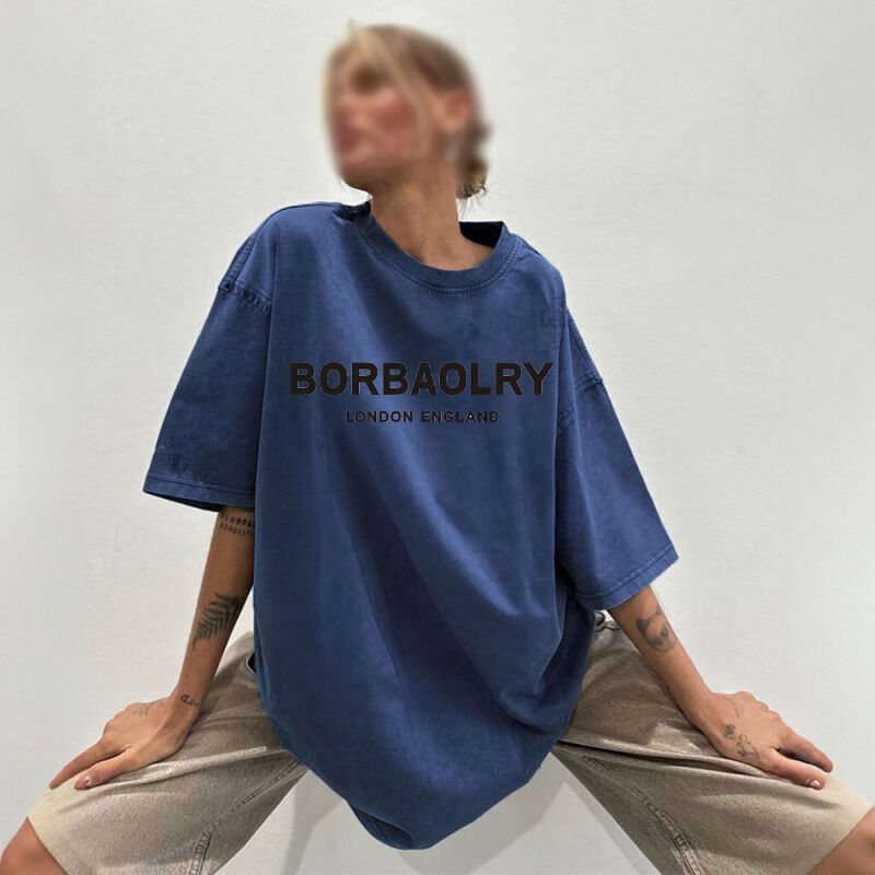 High Quality Cotton T-shirt Oversized Vintage Solid Color Washed T-shirt Heavyweight Vintage T-shirt