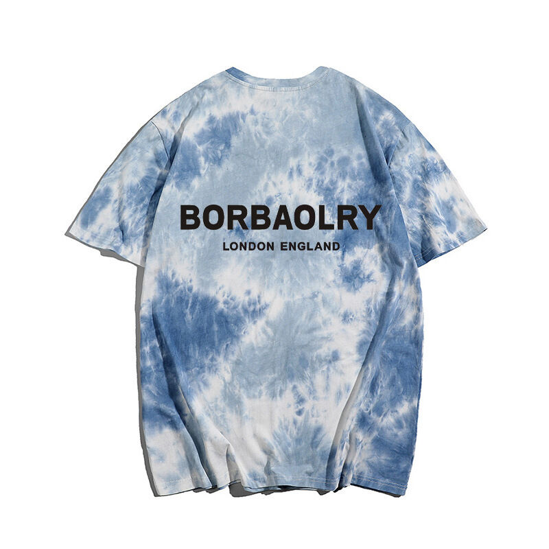 New Fashion Men High Quality INS O-Neck T-Shirt Oversized Cotton Tie Dye Custom Heavyweight Streetwear