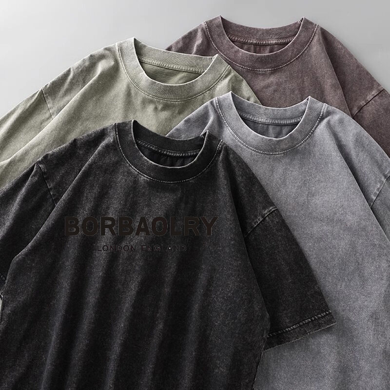 Customize LOGO Top Quality Cotton Acid Wash T-shirt Oversized Retro Mineral Digital Printing Heavyweight Vintage t Shirt