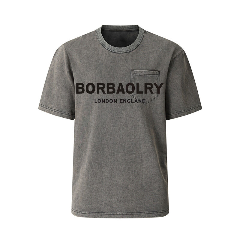 Wholesale Unisex Wash Vintage Printing Summer T Shirts Heavy Weight Black Oversize Men's T-shirt