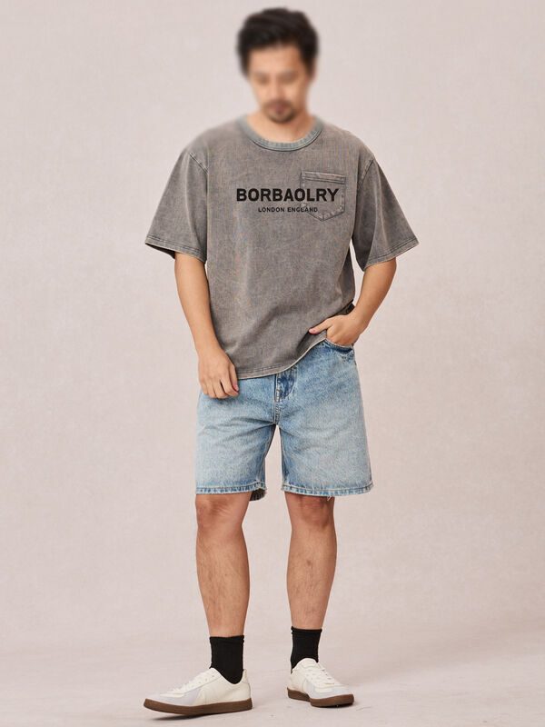 Wholesale Unisex Wash Vintage Printing Summer T Shirts Heavy Weight Black Oversize Men's T-shirt