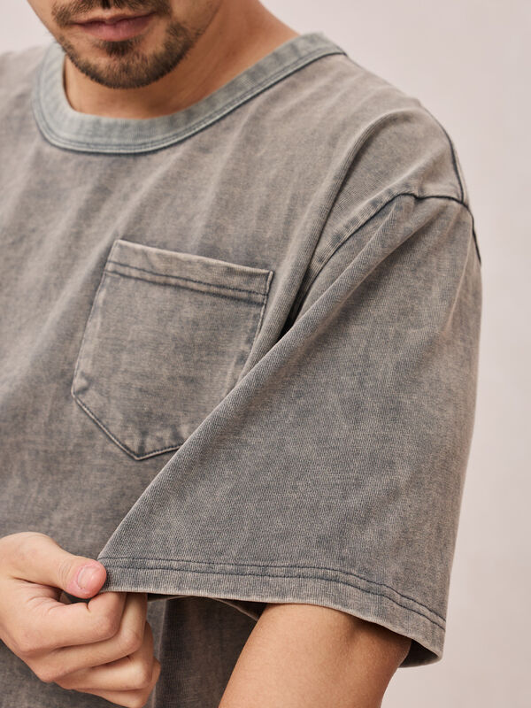 Wholesale Unisex Wash Vintage Printing Summer T Shirts Heavy Weight Black Oversize Men's T-shirt