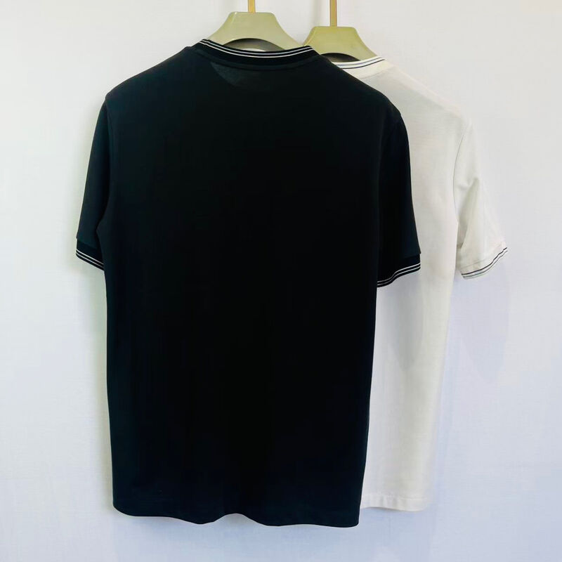 Men's Logo - Embroidered Polo Shirt | Black with White Trim Chest Pocket & Monogram Trendy Design Pique Men's Polo Shirt