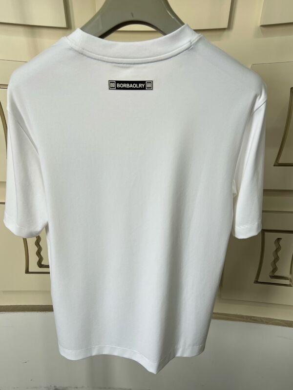 Men's White T - Shirt, Flocking Letter Print, Short Sleeve Casual Top 100%cotton Men's T-shirt