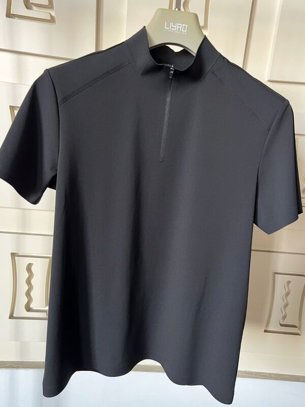 Men High Neck Short Sleeve Shirts Stretch Quick Dry and Breathable Fabric for Outdoor Sport T-shirt