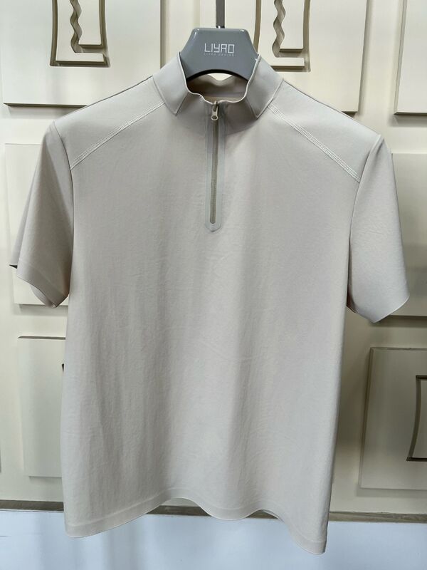 Men High Neck Short Sleeve Shirts Stretch Quick Dry and Breathable Fabric for Outdoor Sport T-shirt