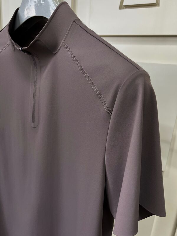 Men High Neck Short Sleeve Shirts Stretch Quick Dry and Breathable Fabric for Outdoor Sport T-shirt