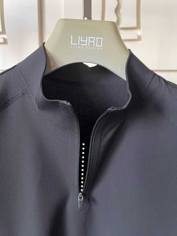 Men High Neck Short Sleeve Shirts Stretch Quick Dry and Breathable Fabric for Outdoor Sport T-shirt