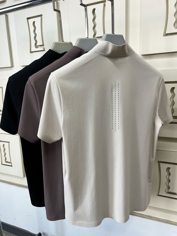 Men High Neck Short Sleeve Shirts Stretch Quick Dry and Breathable Fabric for Outdoor Sport T-shirt