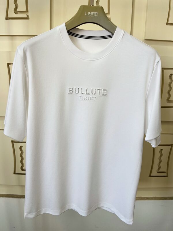 Luxury Crew Neck T-shirt Print Logo Design Adopts Original Fabric Embossing Process Plus Heat - Transfer Vinyl Process OEM/ODM