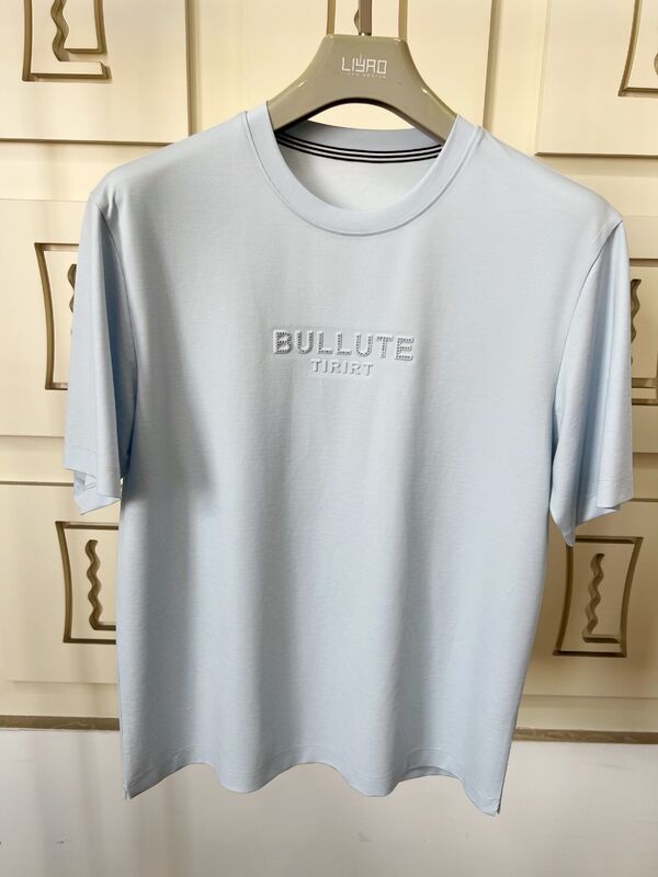 Luxury Crew Neck T-shirt Print Logo Design Adopts Original Fabric Embossing Process Plus Heat - Transfer Vinyl Process OEM/ODM