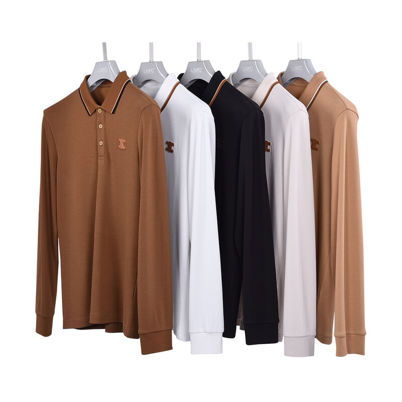 Custom Men's Fashion Classic Dynamic Design Casual Lapel Cheap Streetwear Printed Plain Long Sleeve Polo T Shirt