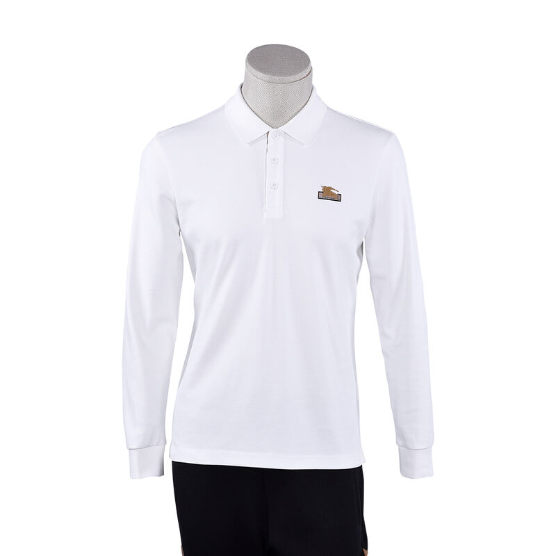 100%Cotton Luxury Long Sleeve Polo Shirt White Anti-Wrinkle Men Boys T-Shirts Polo Shirts Cotton Custom logo Plain  Embroidery
