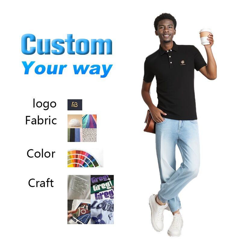 New Design Wholesale Custom Quick Dry Breathable Cotton Black Men's Pullover Polo T-shirts