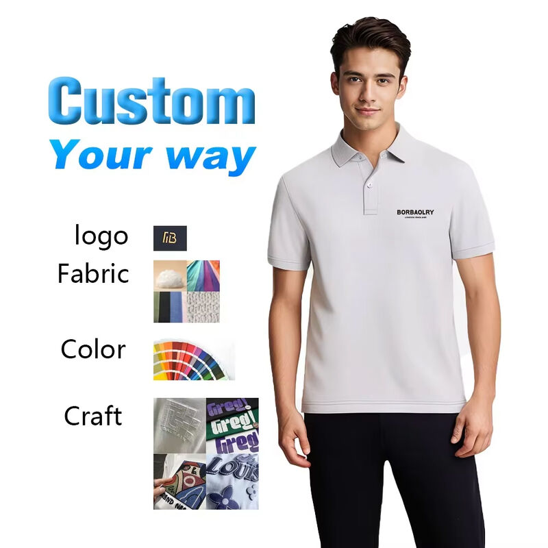 Men's High Quality Quick Dry Golf Polo Shirt Solid Color Short-Sleeved T-Shirt Soft Comfortable Cotton Material Skin Friendly