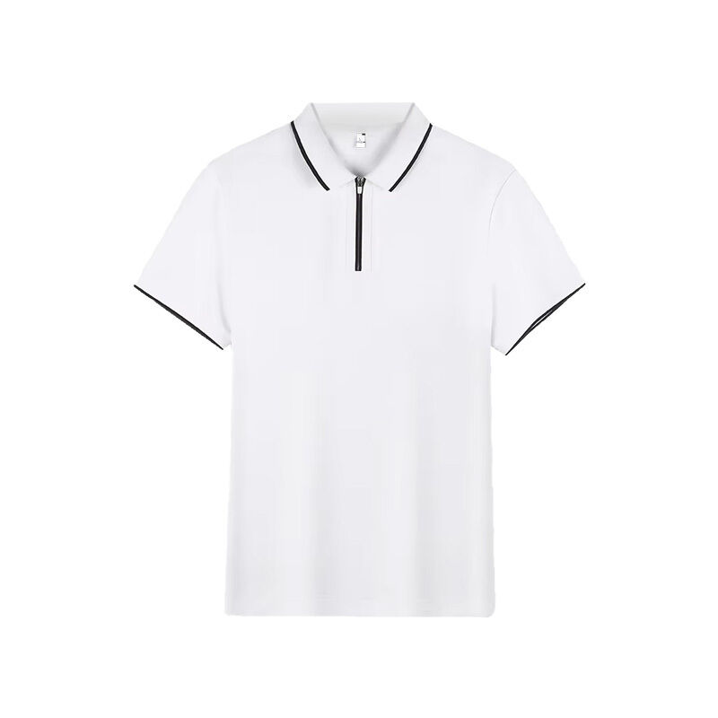 Men's Cotton  POLO Golf T-Shirt Custom Low MOQ Half-Zip Style Short Sleeve Breathable Knitted Fabric Character Pattern