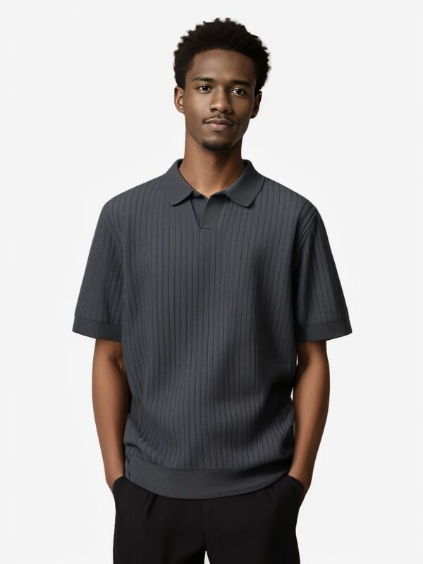 Custom Men's Polo Shirt Outfit with Short Sleeve Old Money & New Trend Summer Cotton Knit Sweater Plain Knitted T-Shirt