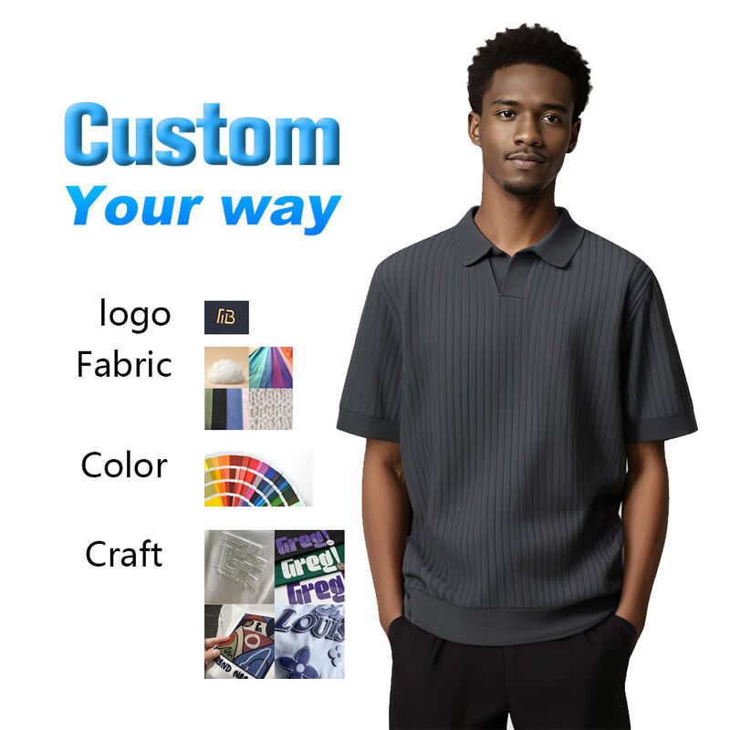 Custom Men's Polo Shirt Outfit with Short Sleeve Old Money & New Trend Summer Cotton Knit Sweater Plain Knitted T-Shirt