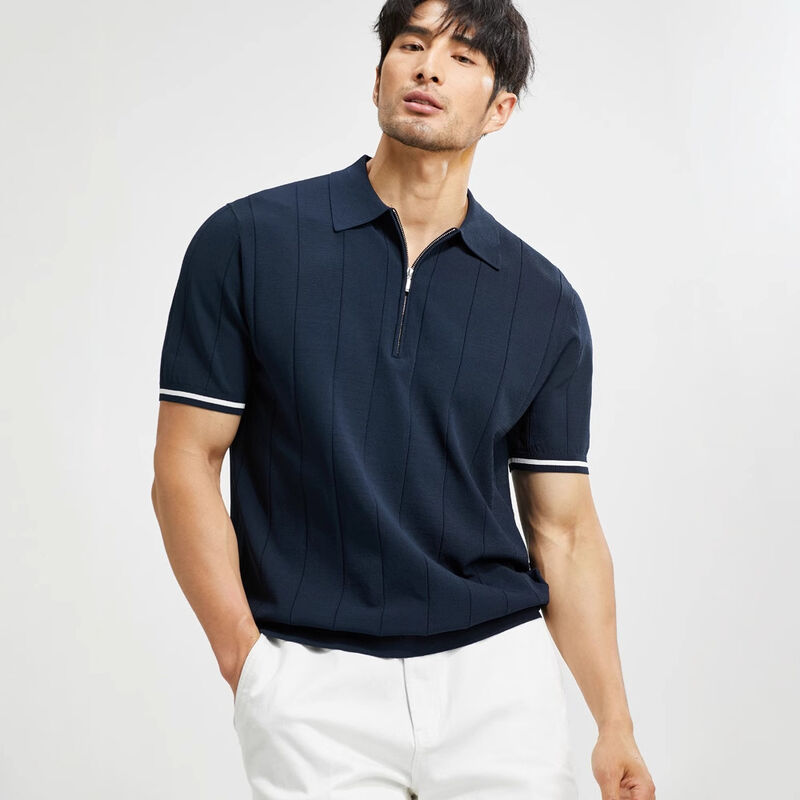 New Stylish Fashion Short Sleeve Casual Zipper Woven Polo Shirt Plain Soft Breathable Business Polo Custom Shirt