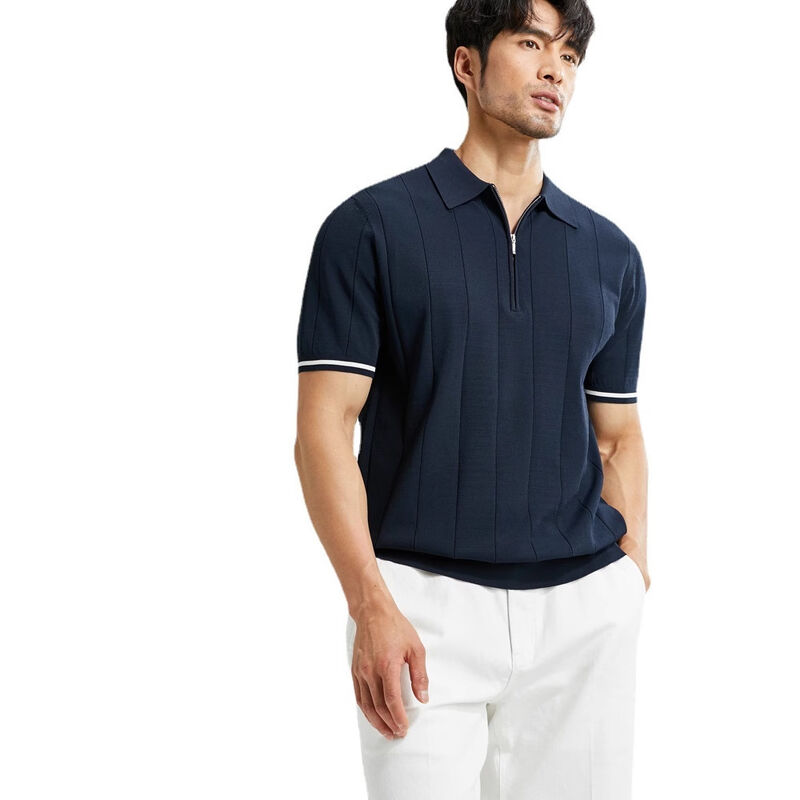 New Stylish Fashion Short Sleeve Casual Zipper Woven Polo Shirt Plain Soft Breathable Business Polo Custom Shirt