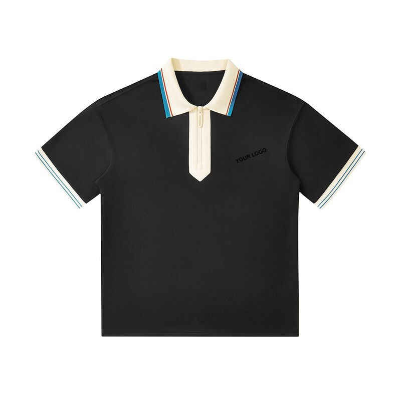 New Arrival Summer Wholesale Men's Printed Polo Shirt Cotton 1/4 Zip Golf Polo t Shirt Streetwear Oversized Men's Polo Shirts