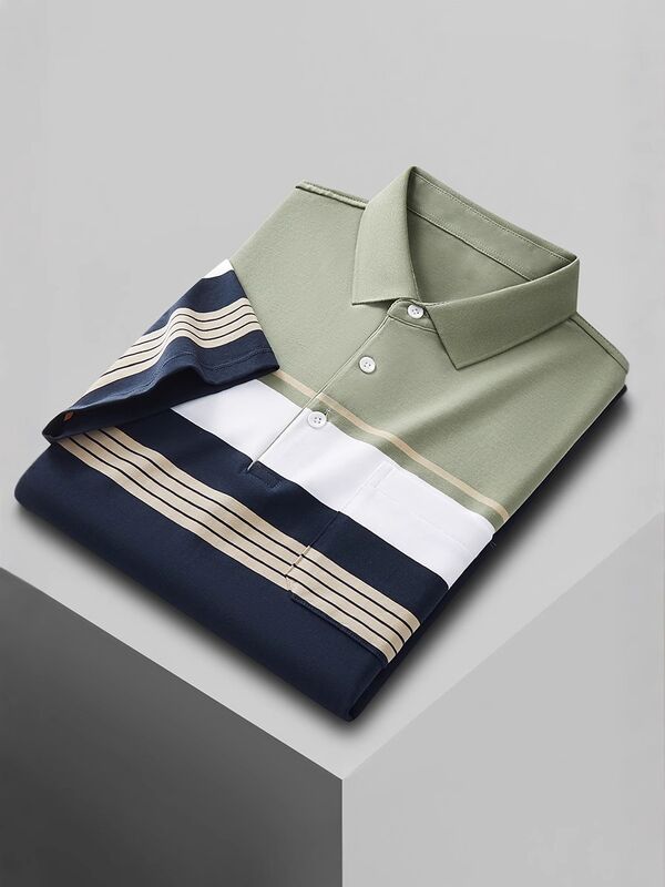 Summer Short-sleeved Business Polo Shirt Men's T-shirt Thin Lapel Business Casual Trend