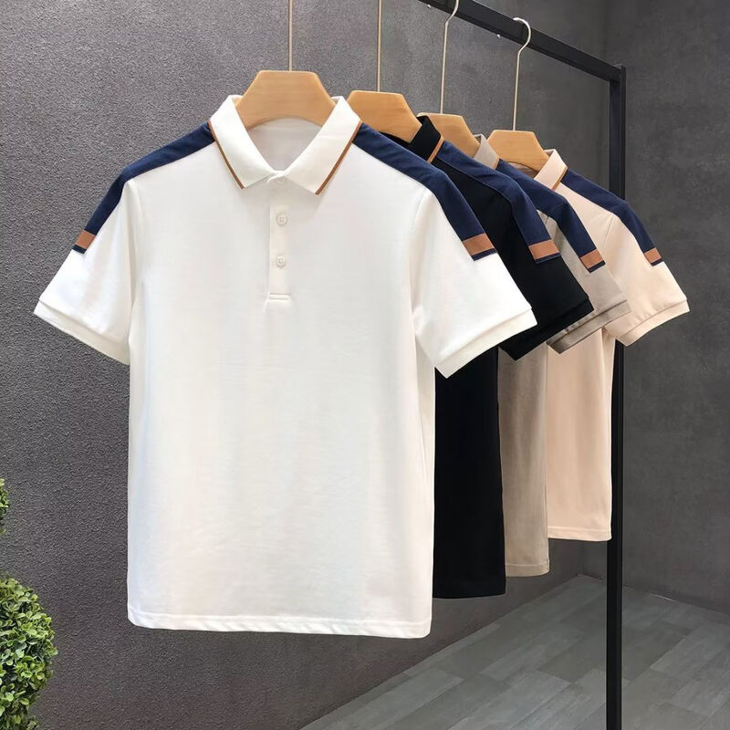 Custom Colorblock Lapels Men T-shirt Personal Group Embroidered Mens Solid Color Polo Logo Custom Polo Shirts