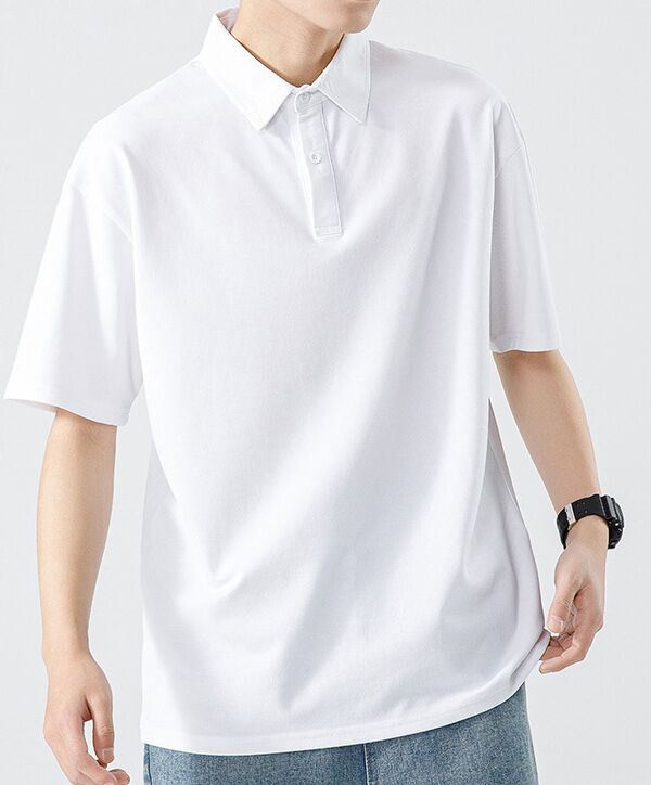 Men's Hong Kong Style Summer Heavyweight Antimicrobial Cool Feeling Solid Color Simple Polo Shirt Short