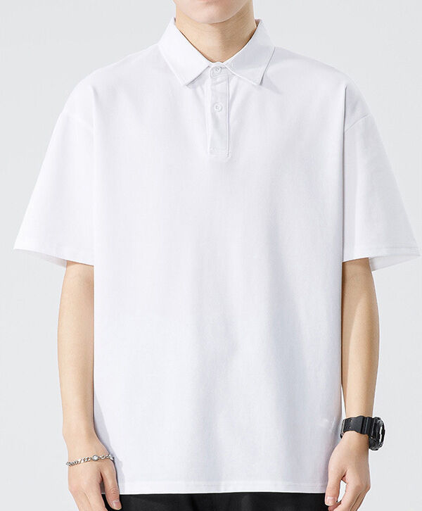 Men's Hong Kong Style Summer Heavyweight Antimicrobial Cool Feeling Solid Color Simple Polo Shirt Short