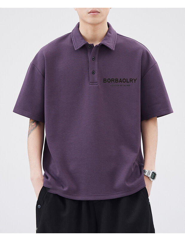 New Quarter-Color Lapel Short Sleeved Polo Shirt Men's Casual Alphabet Embroidery Cotton T-Shirt for Men
