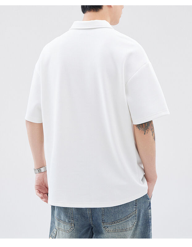 New Quarter-Color Lapel Short Sleeved Polo Shirt Men's Casual Alphabet Embroidery Cotton T-Shirt for Men